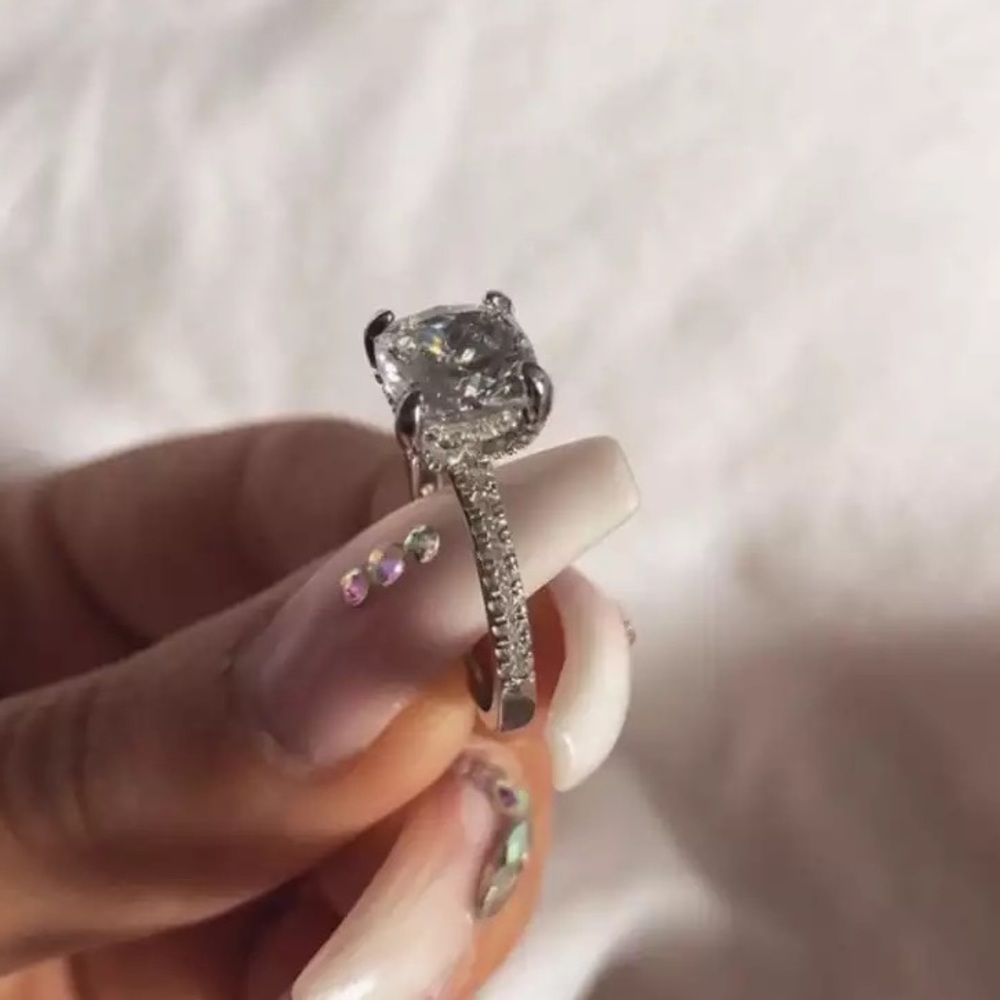 1ct Pave Crown Cushion Cut Ring - Picture 5 of 14